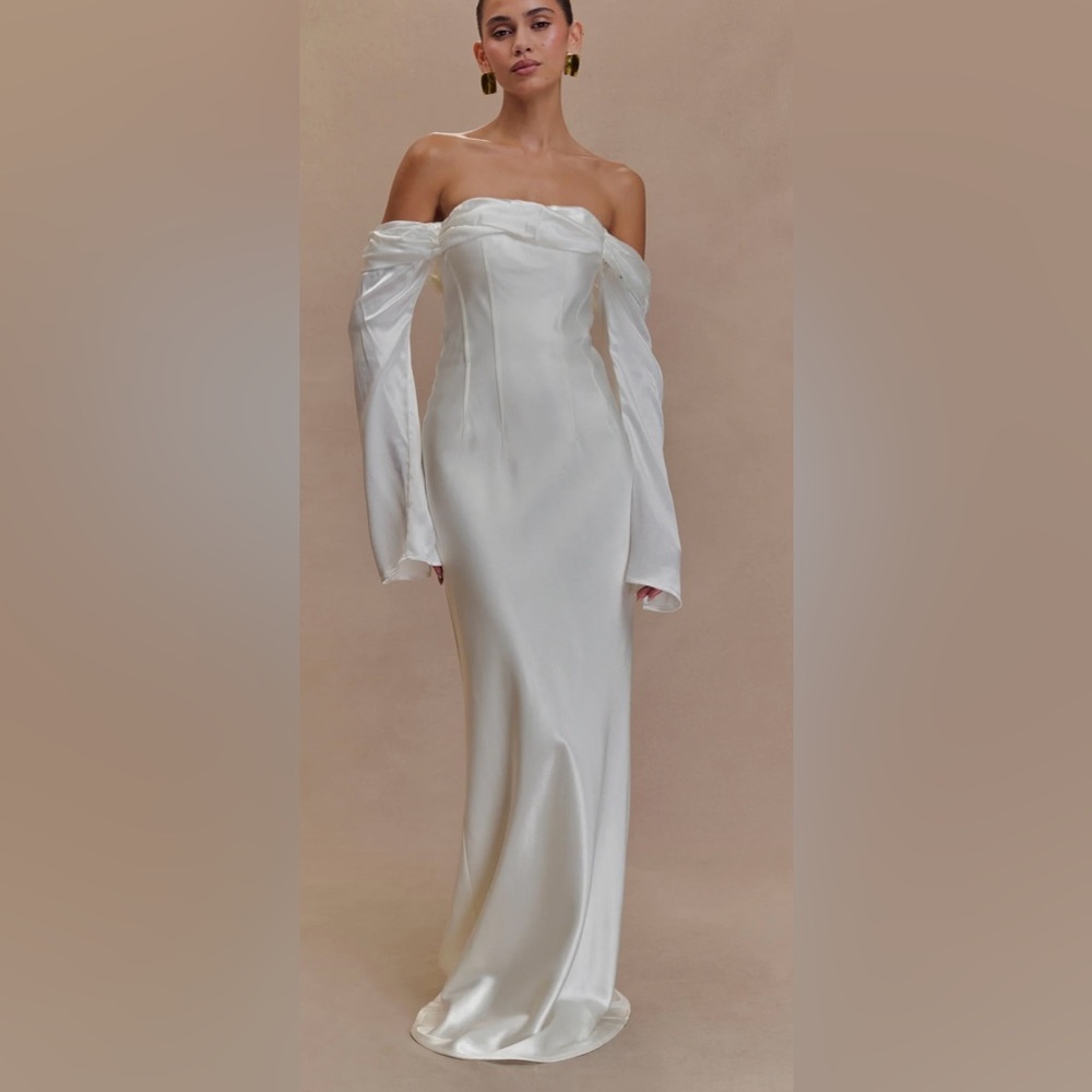 Meshki Giselle White Satin Dress